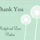 Dandelion On Mint Thank You Card