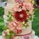 Rustikale Blumenhandgemalte Hochzeitstorte