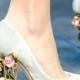 Ivory wedding shoe with unique heel