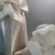 Brautschuhe - Elfenbein Peeptoe Wedges mit Silber Strass-Streifen an der Ferse und Bogen