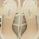 Ivory wedding shoes with diagonal patterns