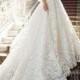 Fairytale wedding gown with floral patches