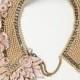 Collar necklace decorated with pink paper flowers