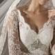 Long Sleeved White Lace Wedding  Dress