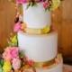 Bright Sugar Flower Wedding Cake 