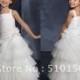 2012 New Halter volants A-ligne blanche en satin tulle des robes de demoiselle noce enfants robes portent des vêtements FD-03