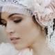 Juliette Cap nuptiale, Bridal Veil, morceau de cheveux de mariage, soie voile, dentelle de Chantilly - Style 740