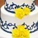 Blue and yellow wedding cake! 