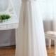 Ivory Chiffon Lace Wedding Dress Empire Wasit Dress Cap Sleeves Open Back Keyhole Back Dress With Sweetheart Neckline