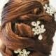 Rhinestone Wedding Hair Headpiece Dangle Floral Hair Alligator Clips