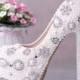 الأميرة العروس احذية الماس كريستال بيرل أحذية الزفاف مع الكعوب العالية