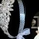 Elegante Strass Hochzeit Braut Kopfstück-weiße Spitze Stirnband Haarband