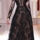 2014 جديد أسود الرباط ألف خط طويل الأكمام فستان الزفاف ثوب الحجم مخصص