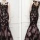 2013 Long Black Applique-Nixe-Abend-Partei-Kleid-Abschlussball-formale Hochzeits-Kleid