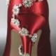 أحذية الزفاف - منصة الأحمر Peeptoes فضة حجر الراين التفصيل في كعب
