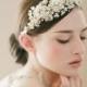 Braut Kopfstück, Tiara, Stirnband - Golden Flower Kopfschmuck und Strass - Style 240 - Made To Order