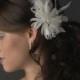 White Bridal Feather & Rhinestone Fascinator Bridal Wedding Comb
