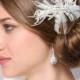 White wedding hair comb with crystal branches
