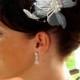 White Feather Bridal Fascinator Crystal Headpiece Comb