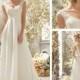 New White Lace Cap Sleeve A-Line bodenlangen Hochzeitskleider Hochzeitskleid