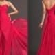 Rouge une épaule longue mousseline de soie Pageant formelle robes de soirée de bal d'étudiants de robes