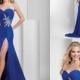 Neue elegante A-Linie Blau Chiffon Brautjungfer Kleid Abschlussball-Ball-Abend-Kleider
