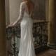New Design Custom Elegant Round Neck Long Sleeve Ivory Lace Column Wedding Dress