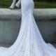 2014 New Mermaid Chapel Train Lace Hot White Ivory Customed Sexy Bridal Gowns