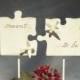 Puzzle Piece Wedding Cake Topper With Love Birds, Wedding Cake Topper With Hand Carved Wood Puzzle Pieces In Antique White