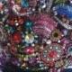 Bridal Brooch Bouquet Rich Jewel Tones With Aubergine Ribbon Collar Big WOW Factor