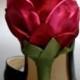 Custom Shoes de mariage - Black Satin Peeptoes avec Rose rouge satin talon