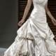 A-Line Strapless Ivory Satin Tiered Skirt Bubble Skirt Wedding Dresses
