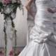 A-Line Strapless Neck Chapel Trailing Zipper Back Satin Custom Made Wedding Dresses