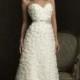 A-Line Strapless Sweetheart Neck Dropped Sweep Train Lace Wedding Dresses