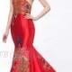 $ 123.29 Charming Red Mermaid Strapless Bowknot Embroidery Peafowl Floor Length Evening Dress