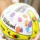 Colorful soccer ball wedding guest book