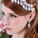 Cristal Feuilles casque nuptiale, strass bandeau, Crystal Peigne nuptiale de cheveux, bandeau de mariage, accessoires nuptiales 