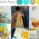 Aqua, Marigold Yellow And Gold - Indian Wedding Color Palette - Indian Wedding Site Home - Indian Wedding Site - Indian Wedding Vendors, Clothes, Invitations, And Pictures.