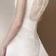 White wedding dress with beaded vertebral line