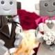 Custom Robot Wedding Cake Topper MADE TO ORDER Robot And Bride Groom - Clay And Wire