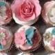 Stylish blue and pink wedding cupcakes