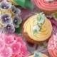Beautiful Rose Cupcakes with flower shapes on the top