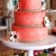 Coral # # mariage gâteau avec des fleurs