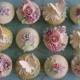 Small cute rose and butterfly wedding cupcakes
