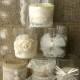 Burlap And Lace Wedding Tea Candles, Victorian Wedding Centerpiece