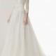 2014 Wonderful Handmade Flowers Long Sleeves A-Line Bridal Gowns Wedding Dresses