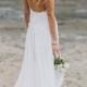 Atemberaubende Low Back White Lace Hochzeitskleid, Dreamy Floaty Rock und Short Lace Front Hem