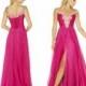 Cap Sleeve Applique Sexy Slit Formal Gown Evening Night Party Prom Club Dresses