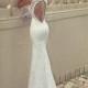 Vente chaude de lacet de sirène de mariée robes blanc / ivoire robes de mariage personnalisée sans manches