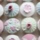 Pink and white pastel wedding cupcakes